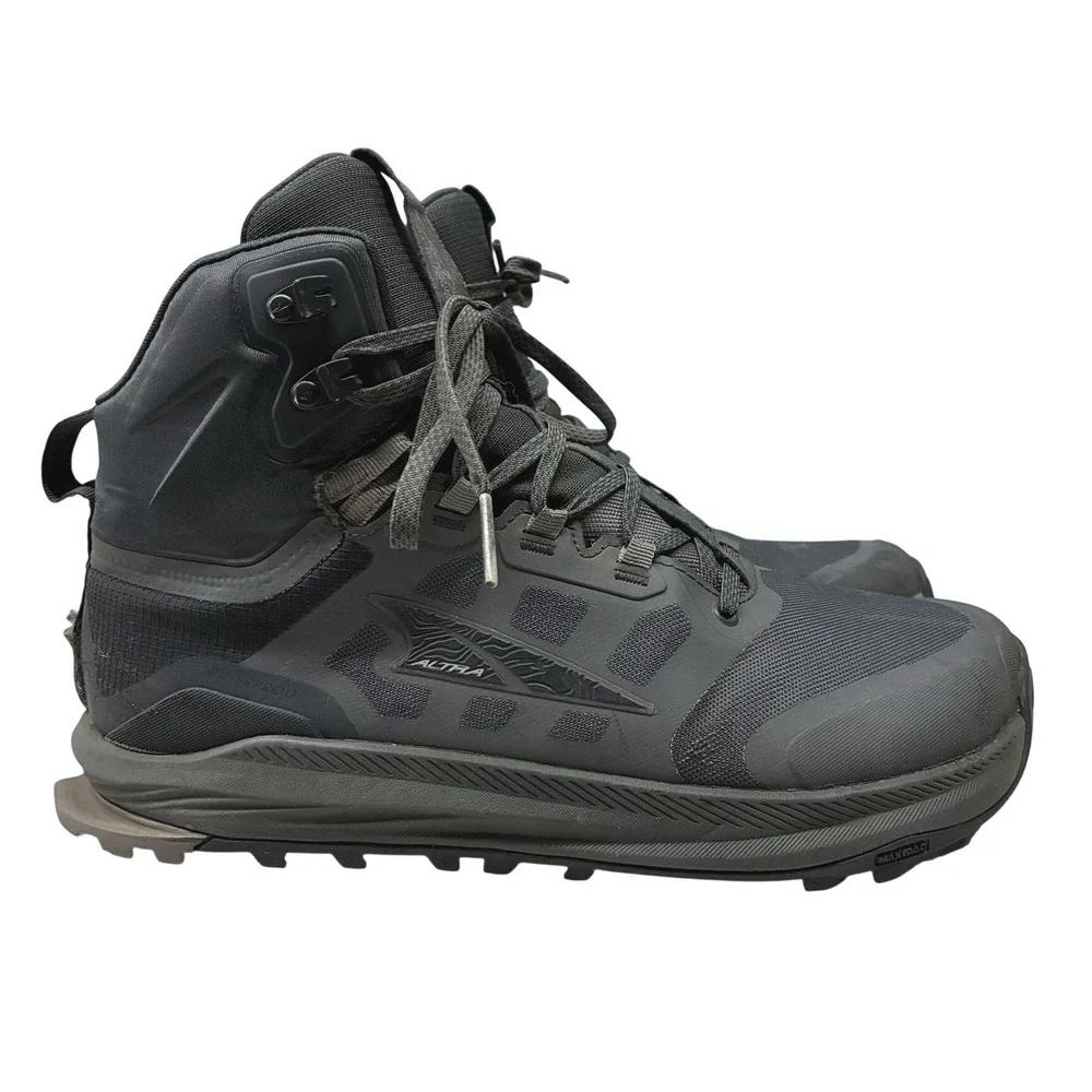 Altra Olympus 5 Mid GTX Waterproof Boots Mens 8.5 Black Gray Hiking Trail Shoe